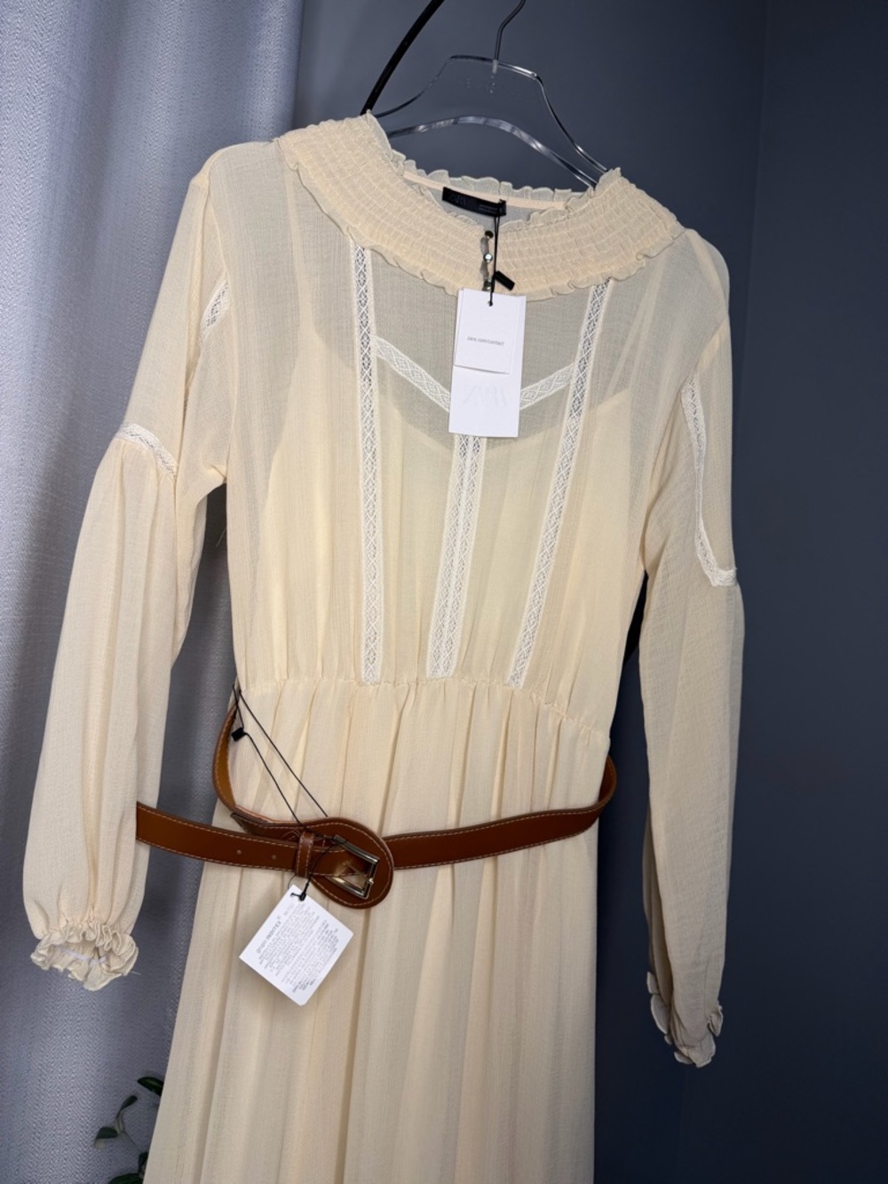 NWT Zara Woman Bloggers Fav BELTED COTTON GAUZE DRESS Size S Small - Picture 12 of 12